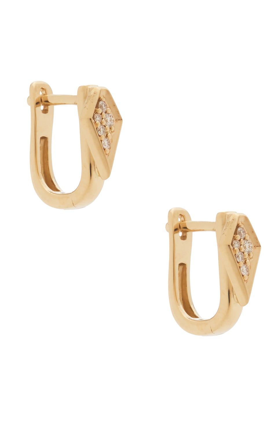STONE AND STRAND Pave Knife Edge Kite Huggie Earrings in 14k Yellow Gold & Natural Diamond - Metallic Gold. a
