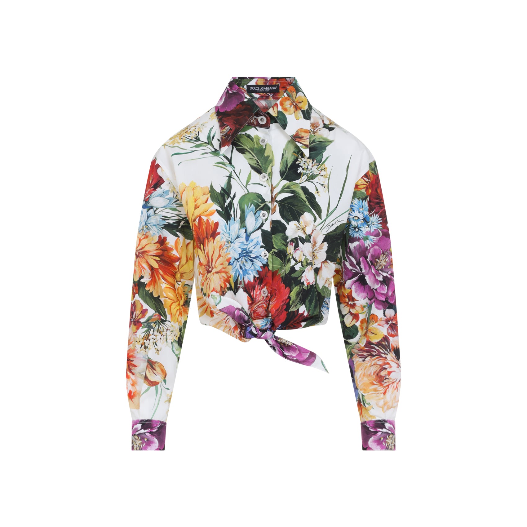 Flower Bouquet-print Poplin Shirt