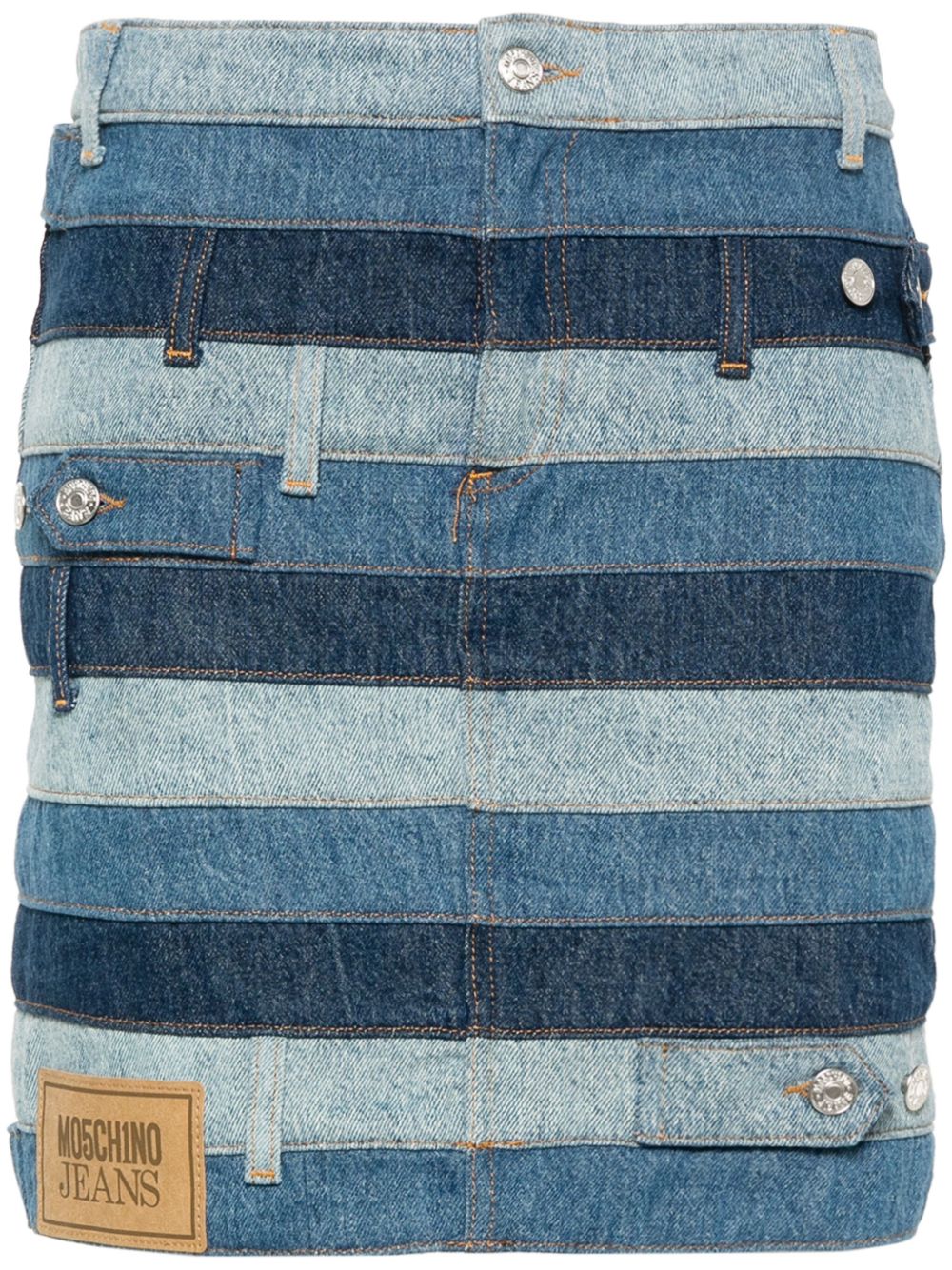 Panelled denim mini skirt - Blue