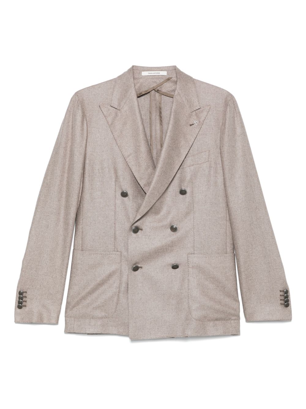 Double-breasted silk blazer - Neutrals