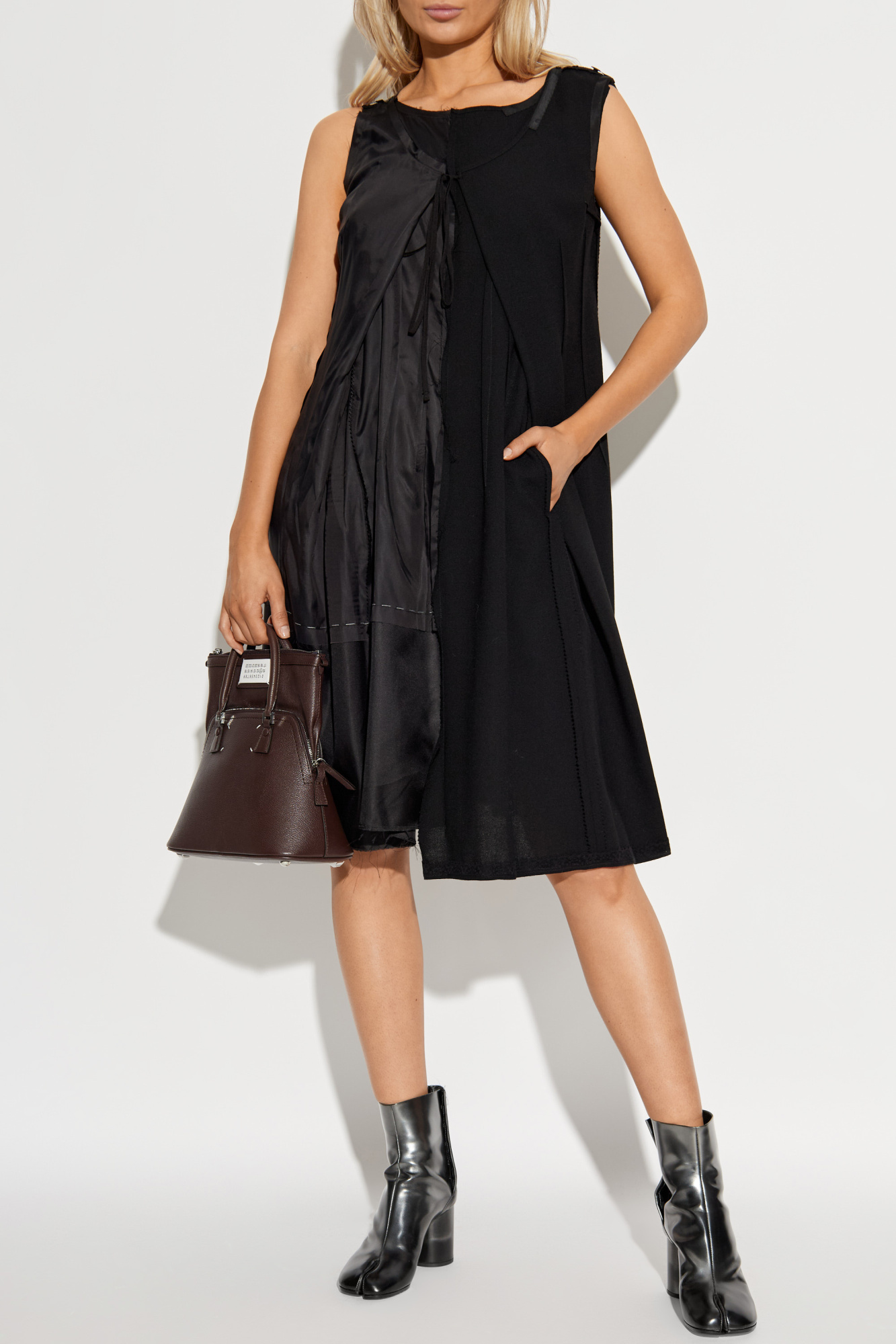 Dress Made Of Combined Fabrics, Women's, Black