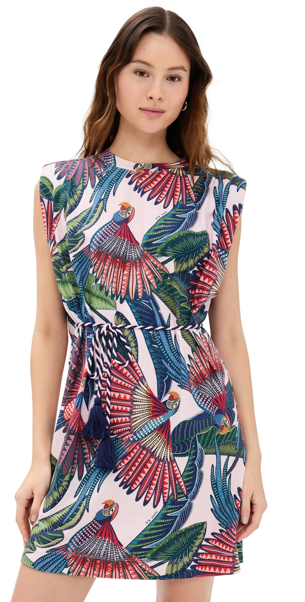 FARM Rio Macaw Flight Mini T-Shirt Dress Macaw Flight Pink 