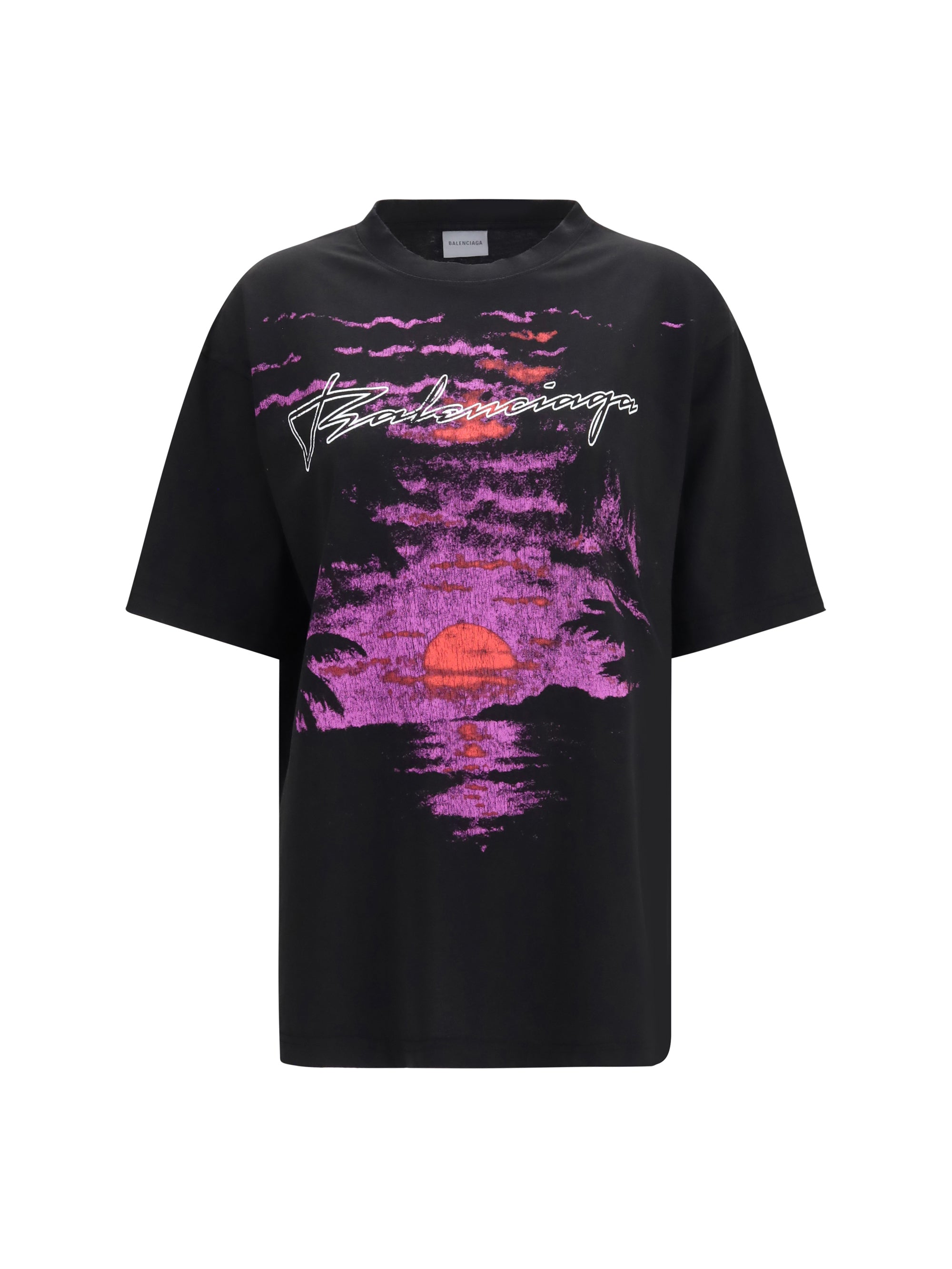 Graphic-Print Distressed T-Shirt — Black