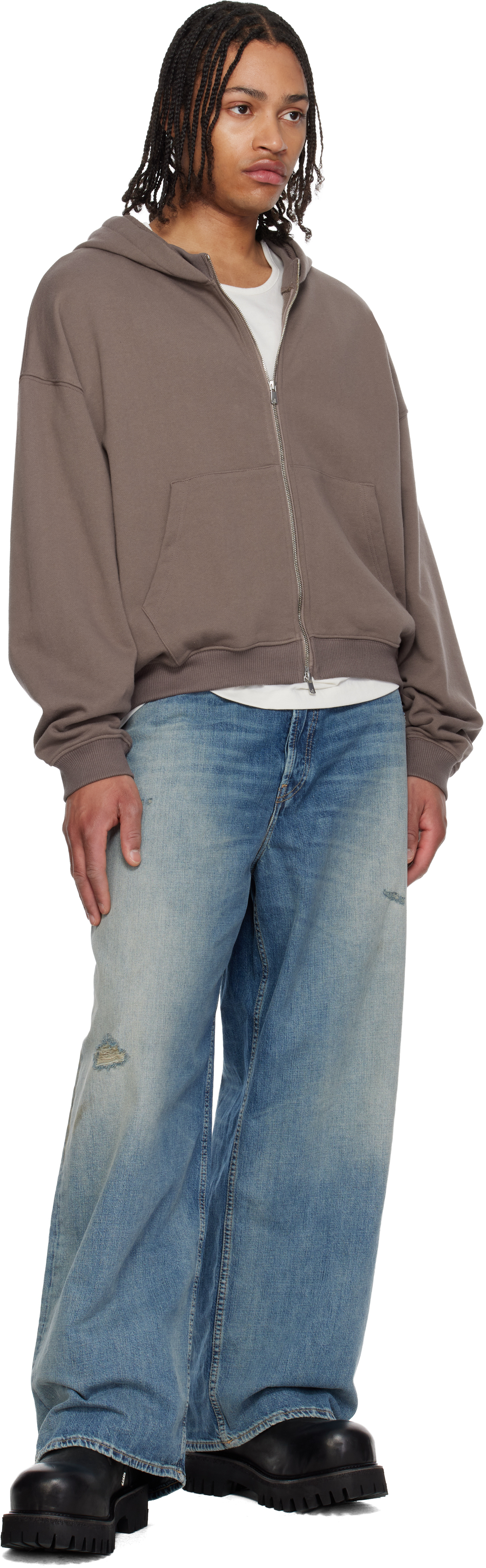 Brown RH Zip Up Hoodie