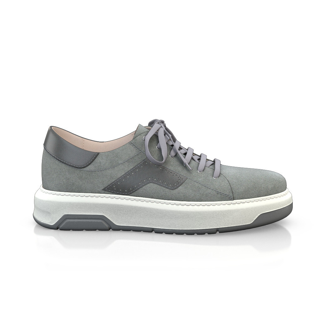 Baskets à lacets Homme Faites main en Italie en Cuir Gris - Sur Mesure - GIROTTI