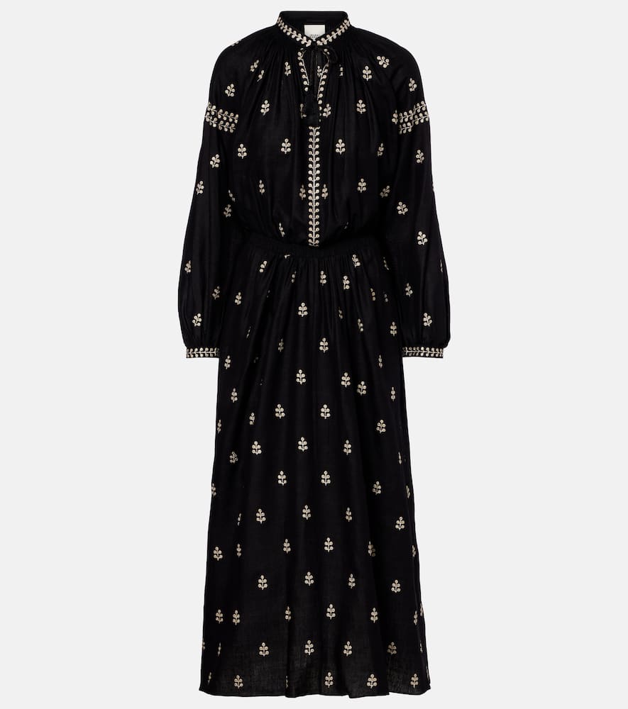 Rodilia embroidered silk maxi dress