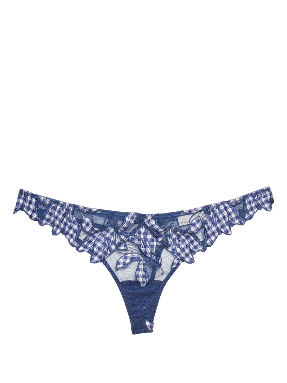 Lily embroidered hipster thong - Blue