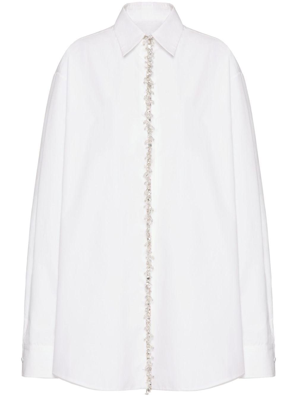 Crystal-embellished silk shirt - White