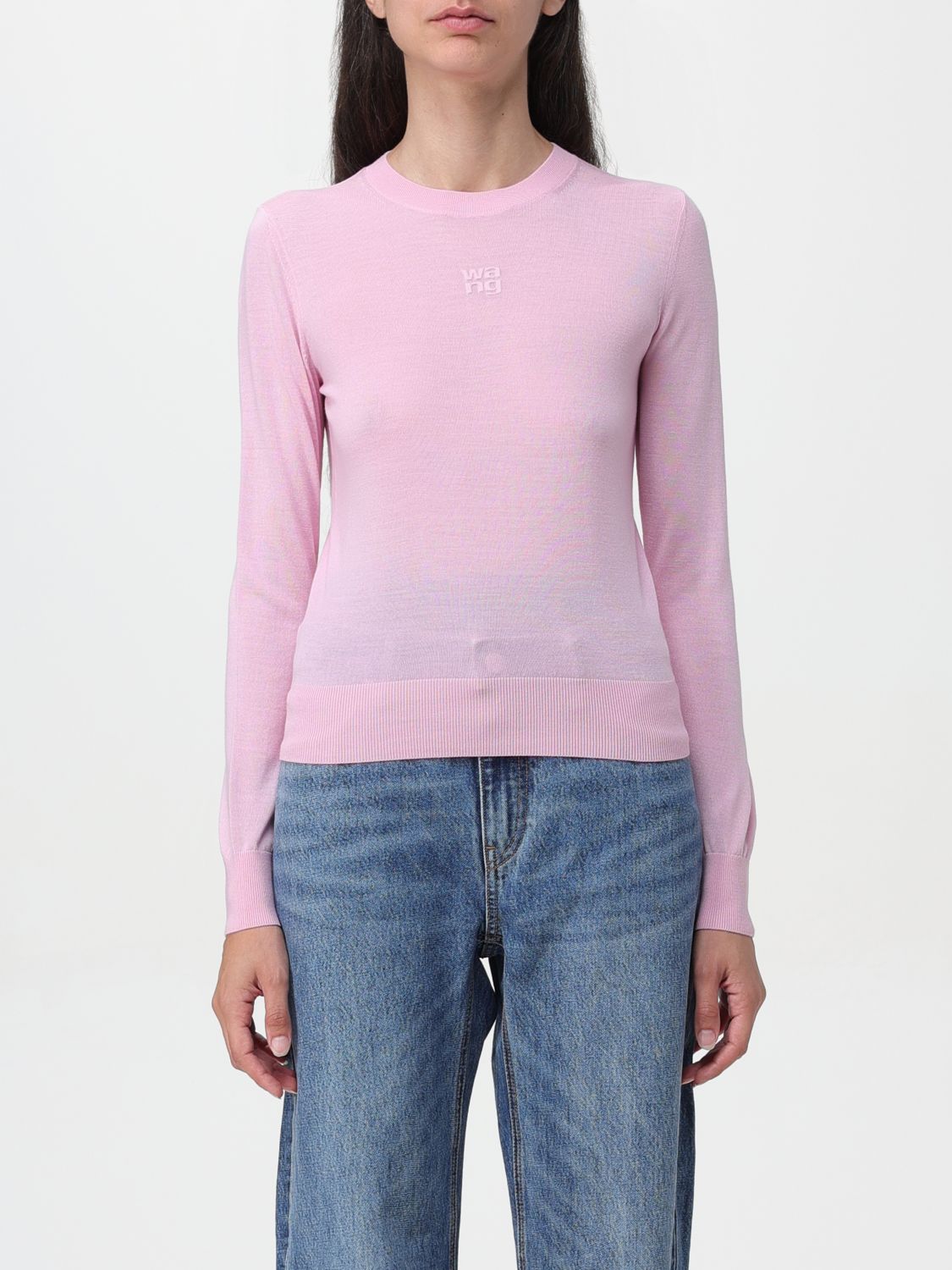 Logo-embossed wool jumper - Pink