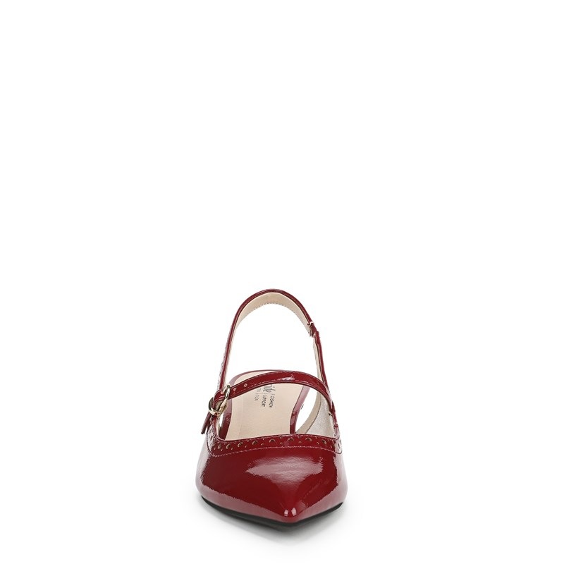 Women's Marilyn Slingback Kitten Heel Shoes (Dark Cherry Patent Leather)