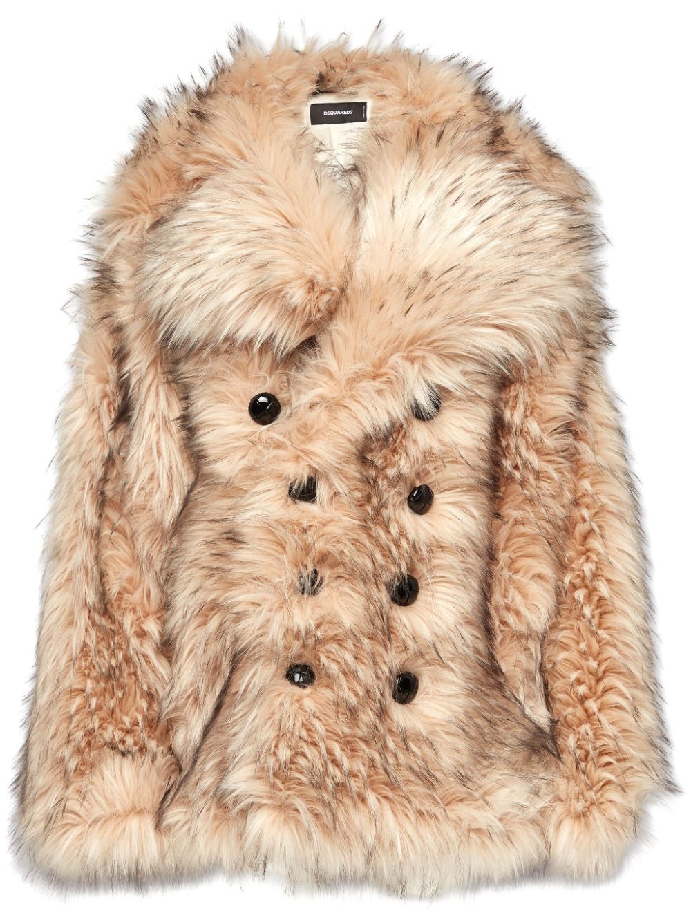 Double-breasted faux-fur coat - Neutrals
