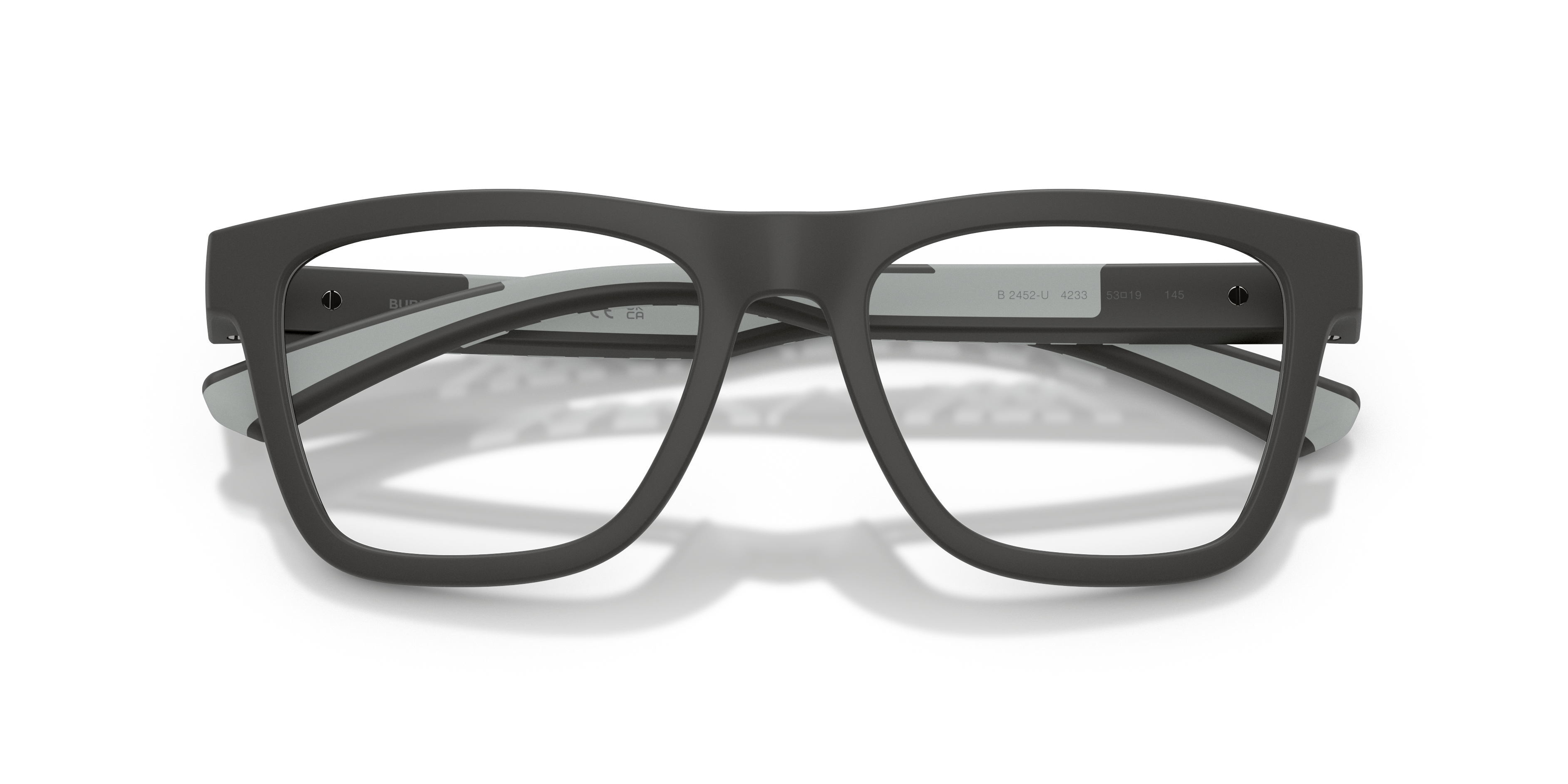 Burberry Man Burberry BE2452U 4233 Optical frames Injected Grey Transparent Squared Norma