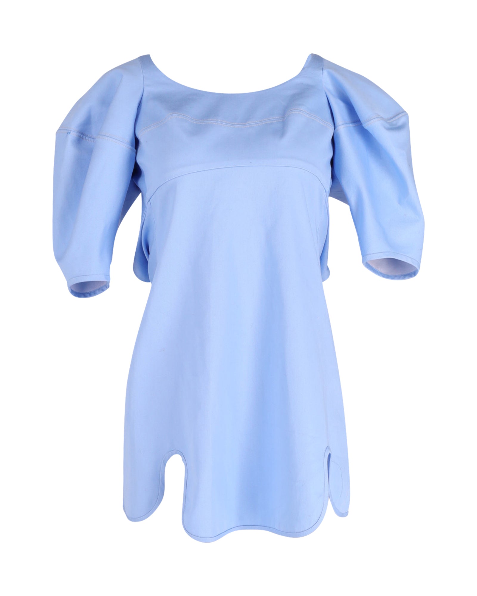 Deliberate Distance Cone Dress in Light Blue Cotton