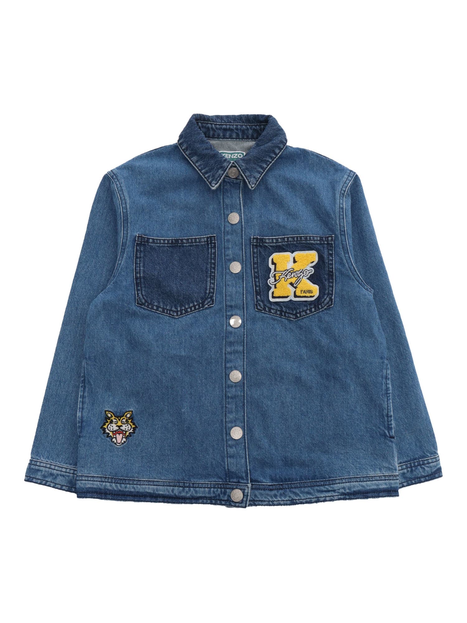 Logo-appliqué denim shirt jacket - Blue