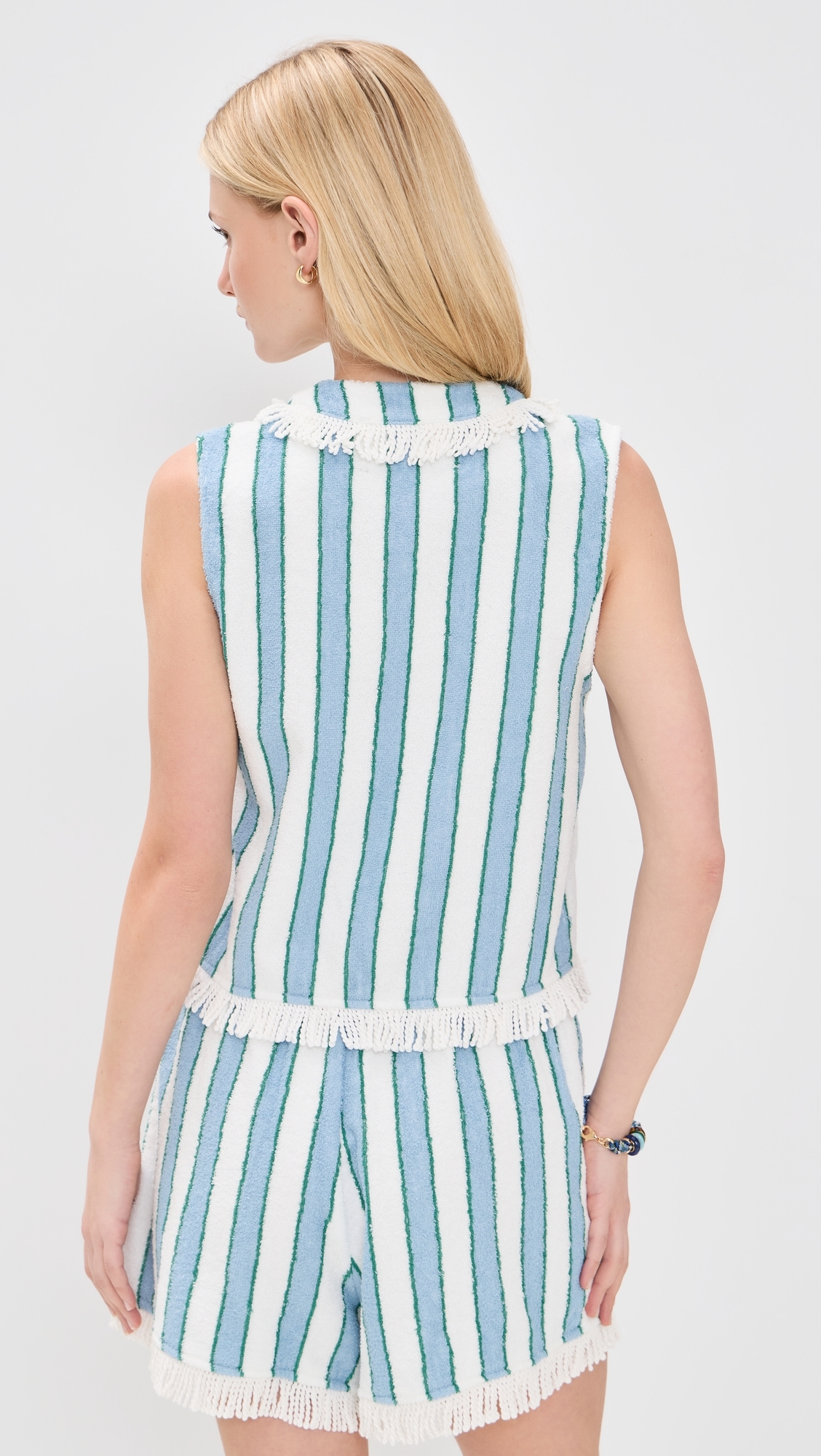 Towel Striped Top Off White/Denim Blue