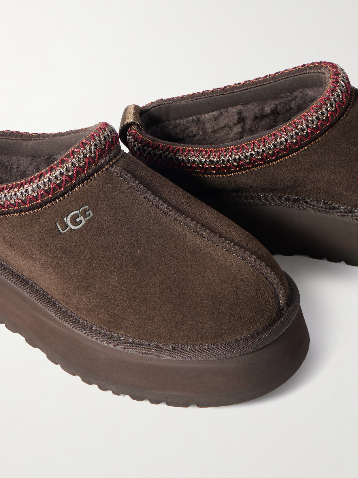 Tazz Ii Embroidered Shearling Slippers - Brown