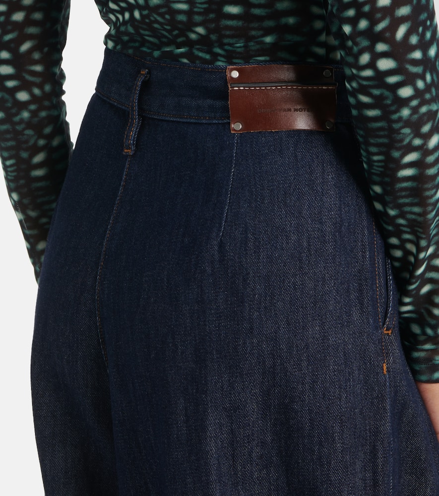 Pleated high-rise wide-leg pants