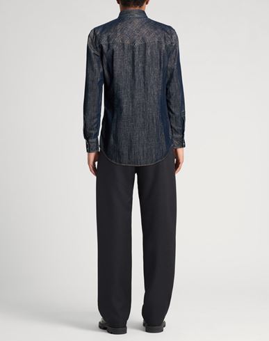 Man Denim shirt Blue Size 40 Viscose, Cotton, Polyester