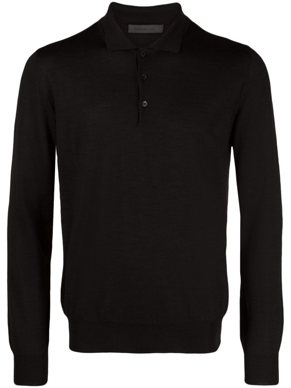Mélange-effect wool polo shirt - Brown