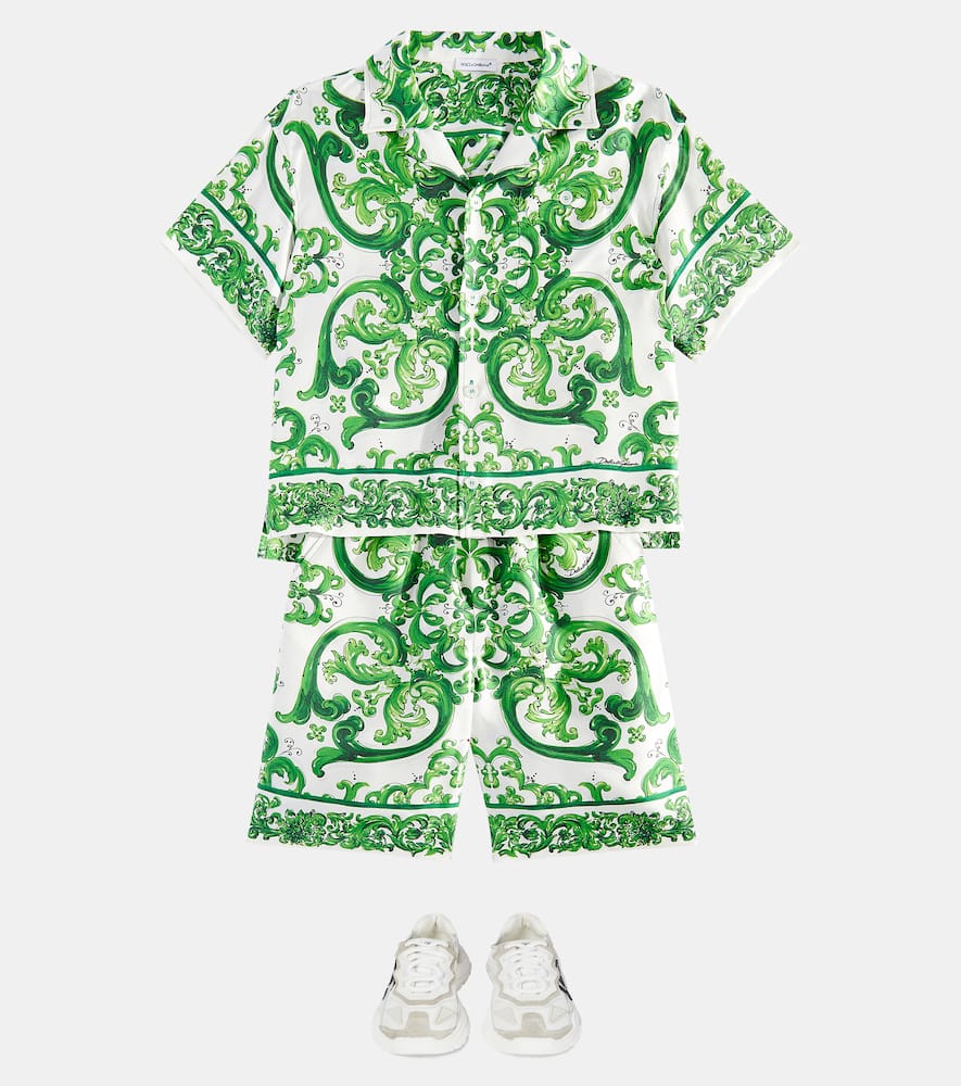 Majolica silk Bermuda shorts