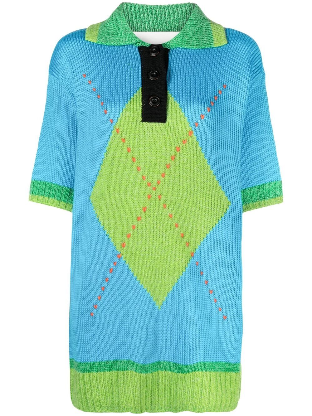 Intarsia-knit top - Blue