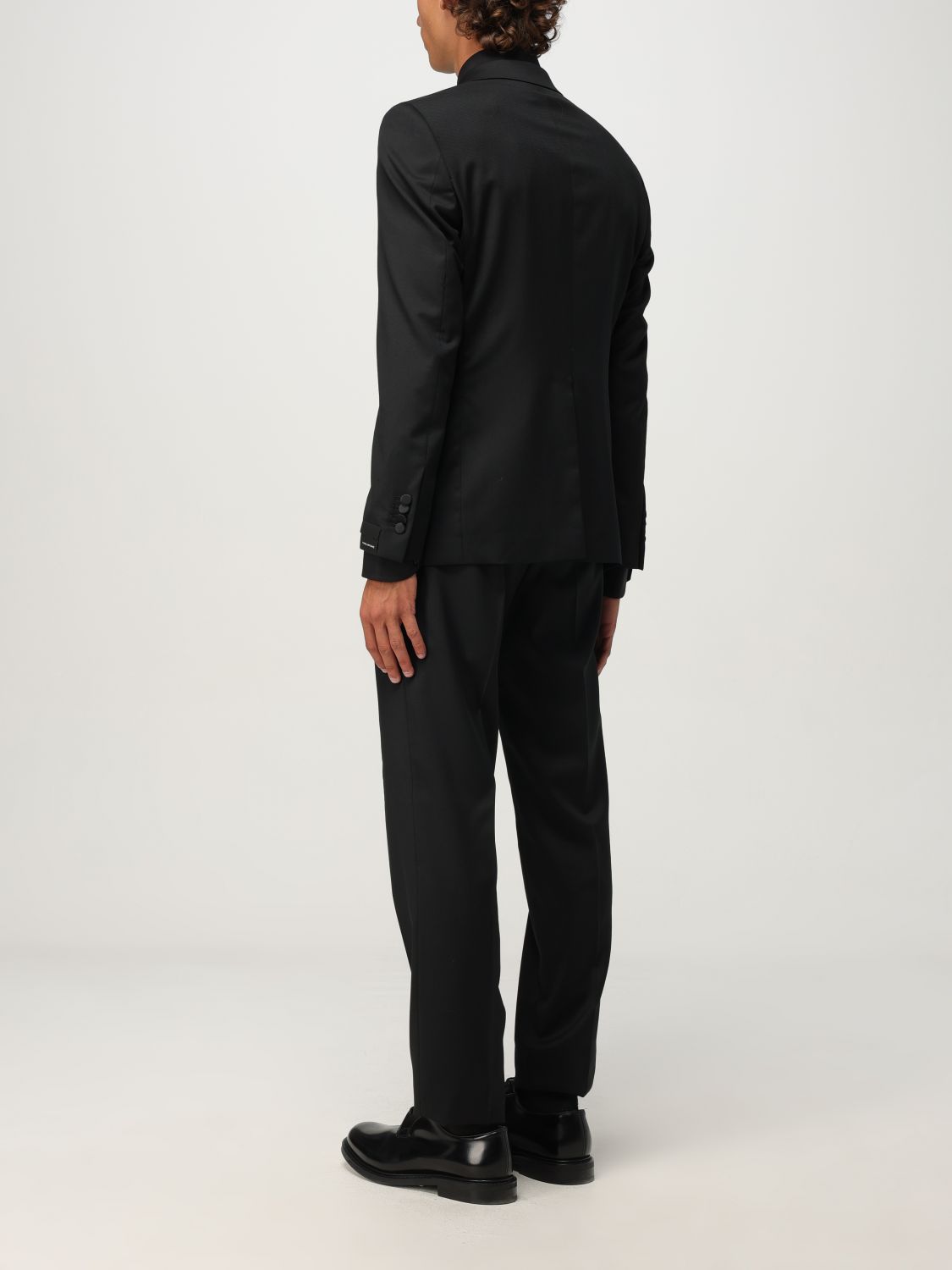 Satin-trim single-breasted suit - Black