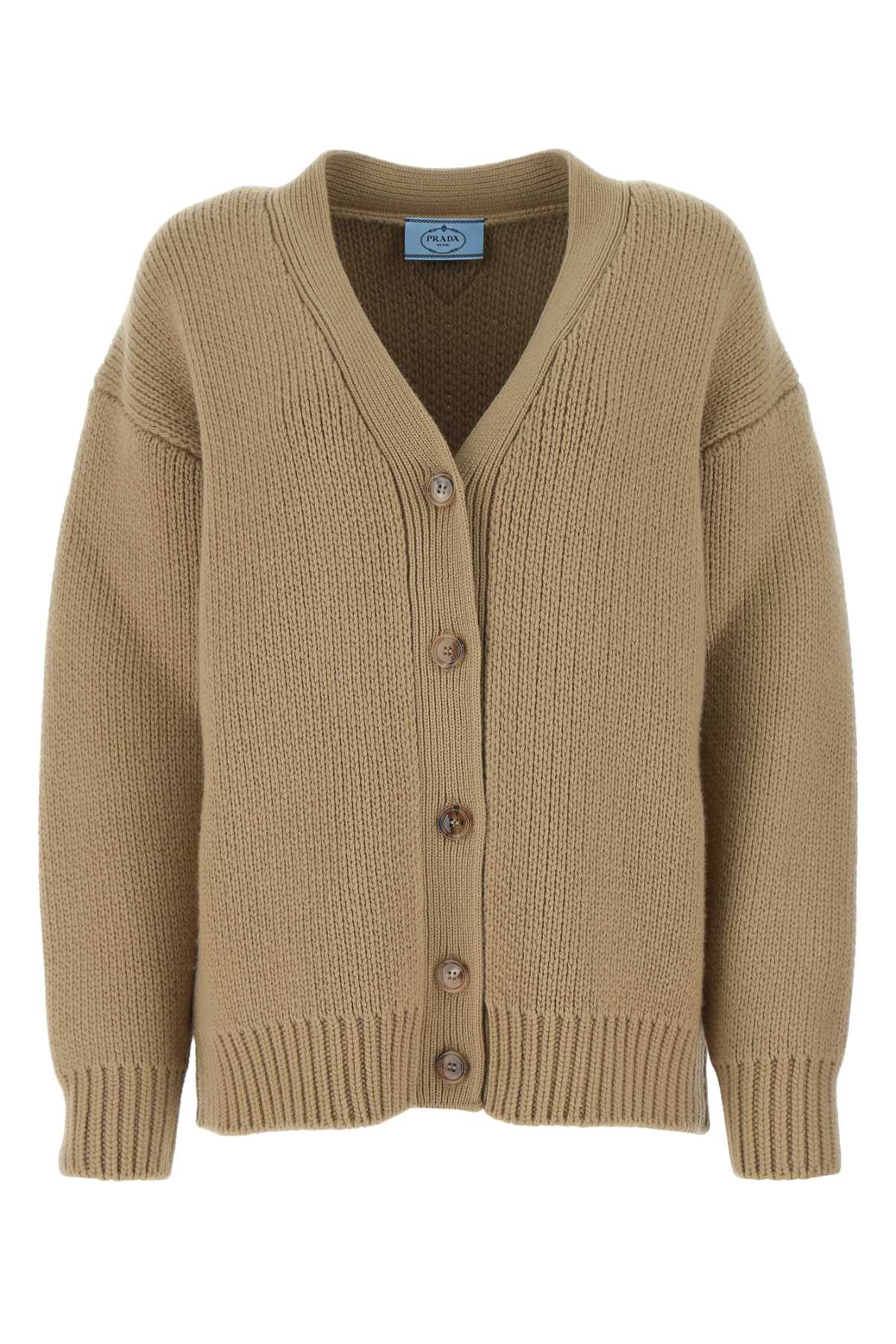 Virgin Wool and Cashmere Blend Cardigan — Beige