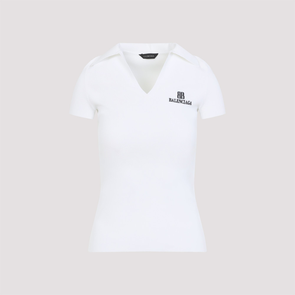 White Viscose Blend Polo Shirt