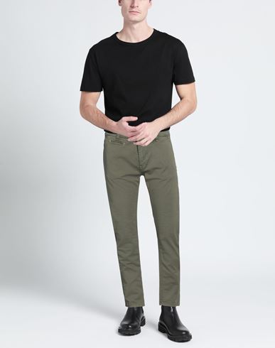 Man Pants Dark green Size 26 Cotton, Elastane