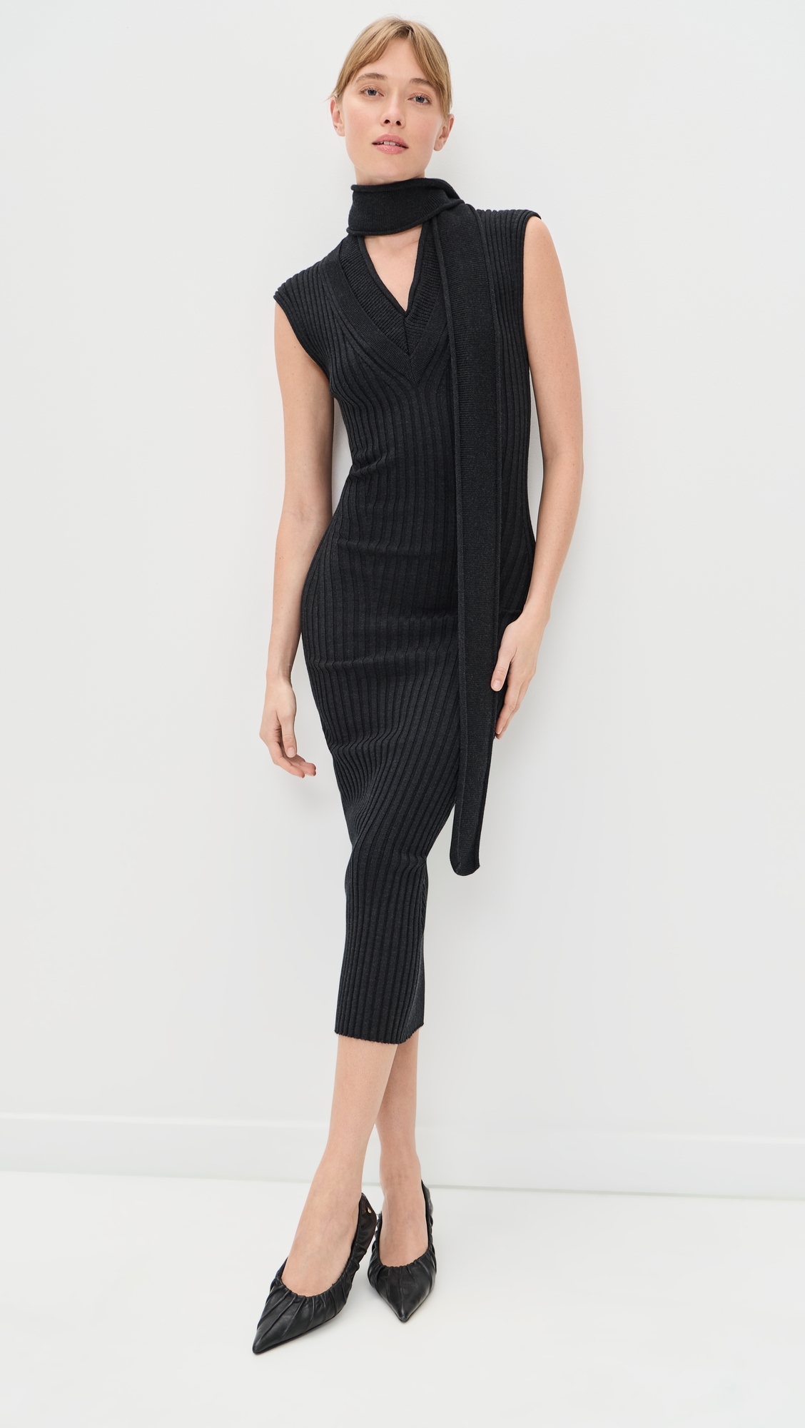 Scarf Dress Charcoal Melange