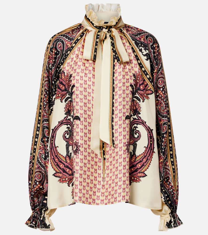 Printed silk twill blouse
