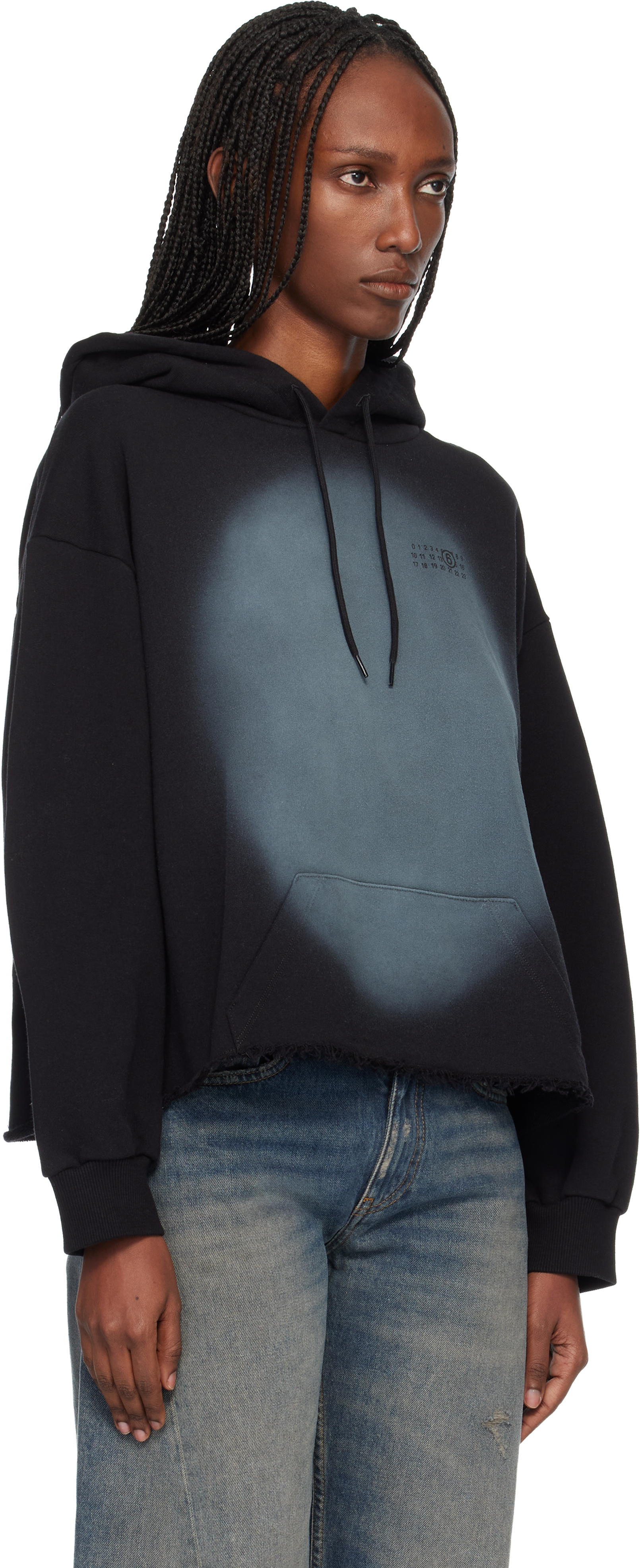 Black Unbrushed Cotton Hoodie