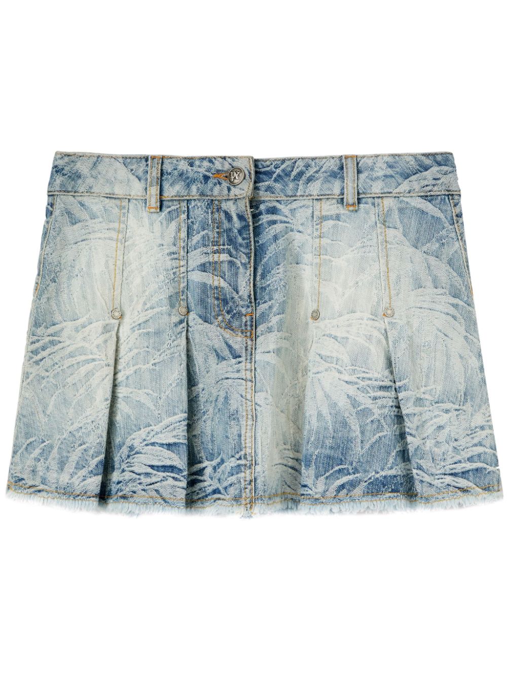 Palms-jacquard pleated mini skirt - Blue