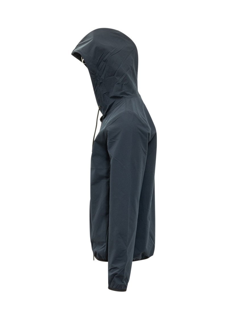 Dark Blue Solid Hood Jacket
