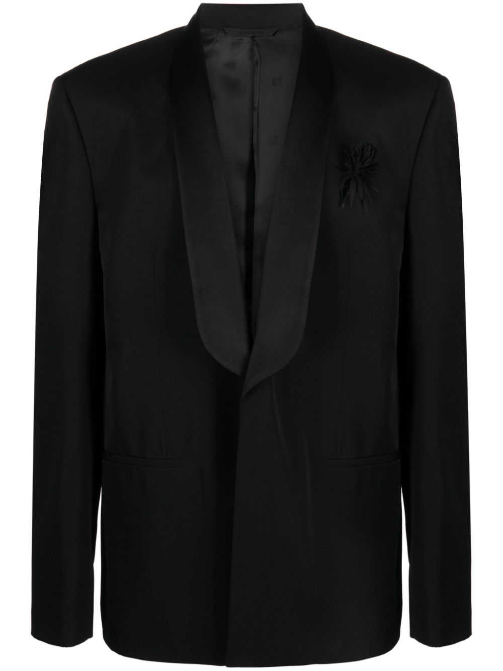Shawl-lapels single-breasted blazer - Black
