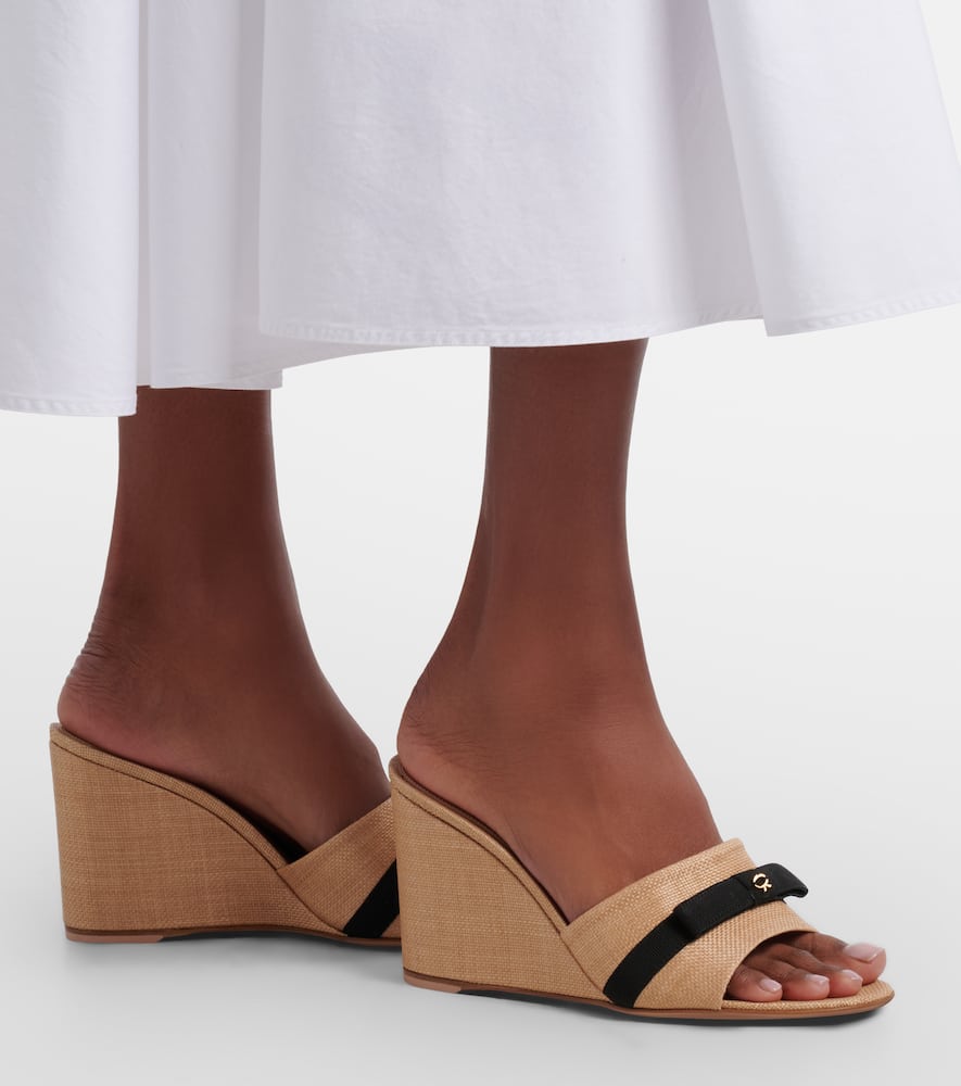 Haiti raffia wedge mules