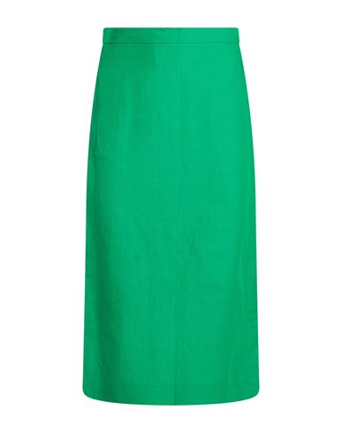 Woman Midi skirt Green Size 10 Linen, Lyocell, Cotton