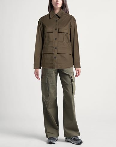 Woman Jacket Military green Size 4 Cotton, Elastane