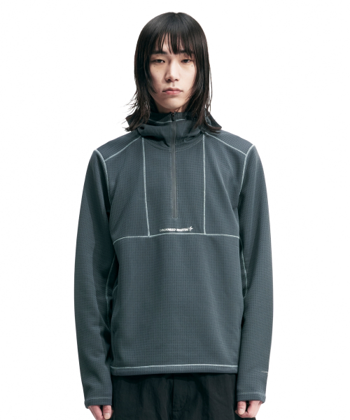HALF ZIP MESH HOODIE PULLOVER