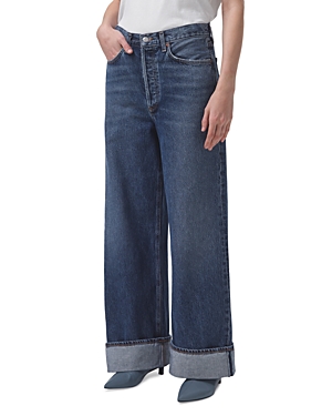Dame wide-leg organic-cotton jeans - Blue