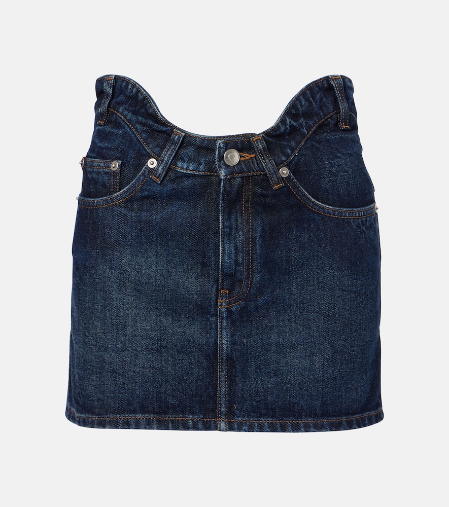 Curved denim miniskirt