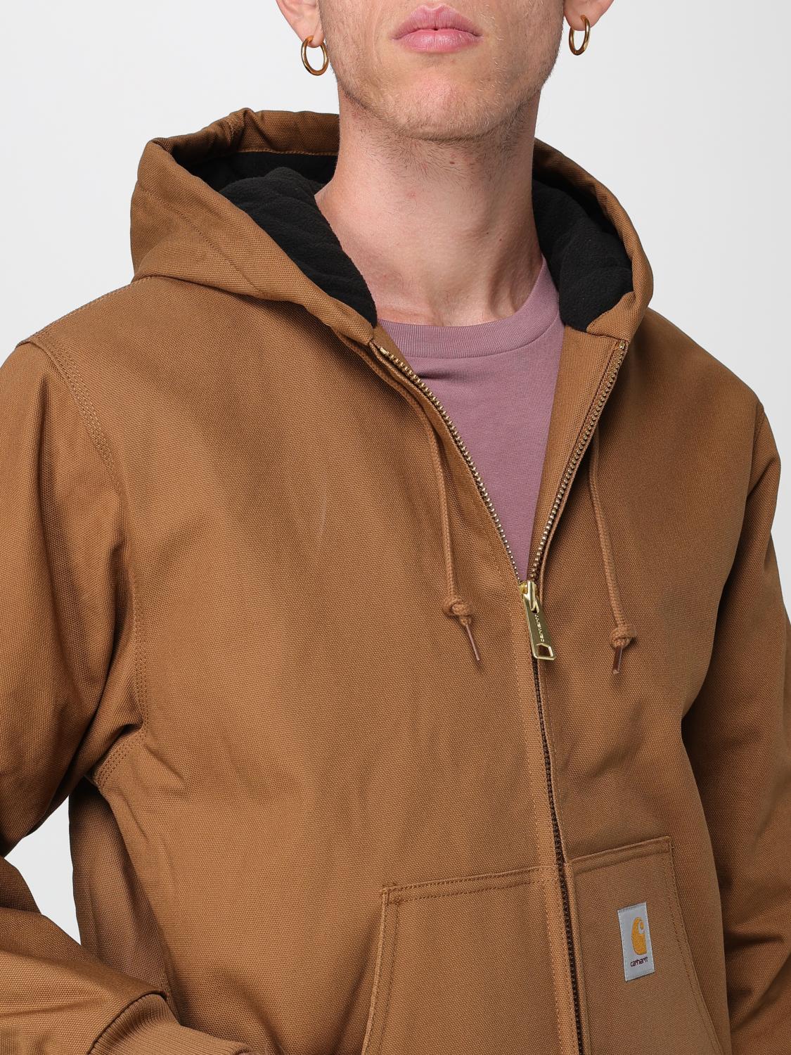 Logo-patch cotton hooded jacket - Brown