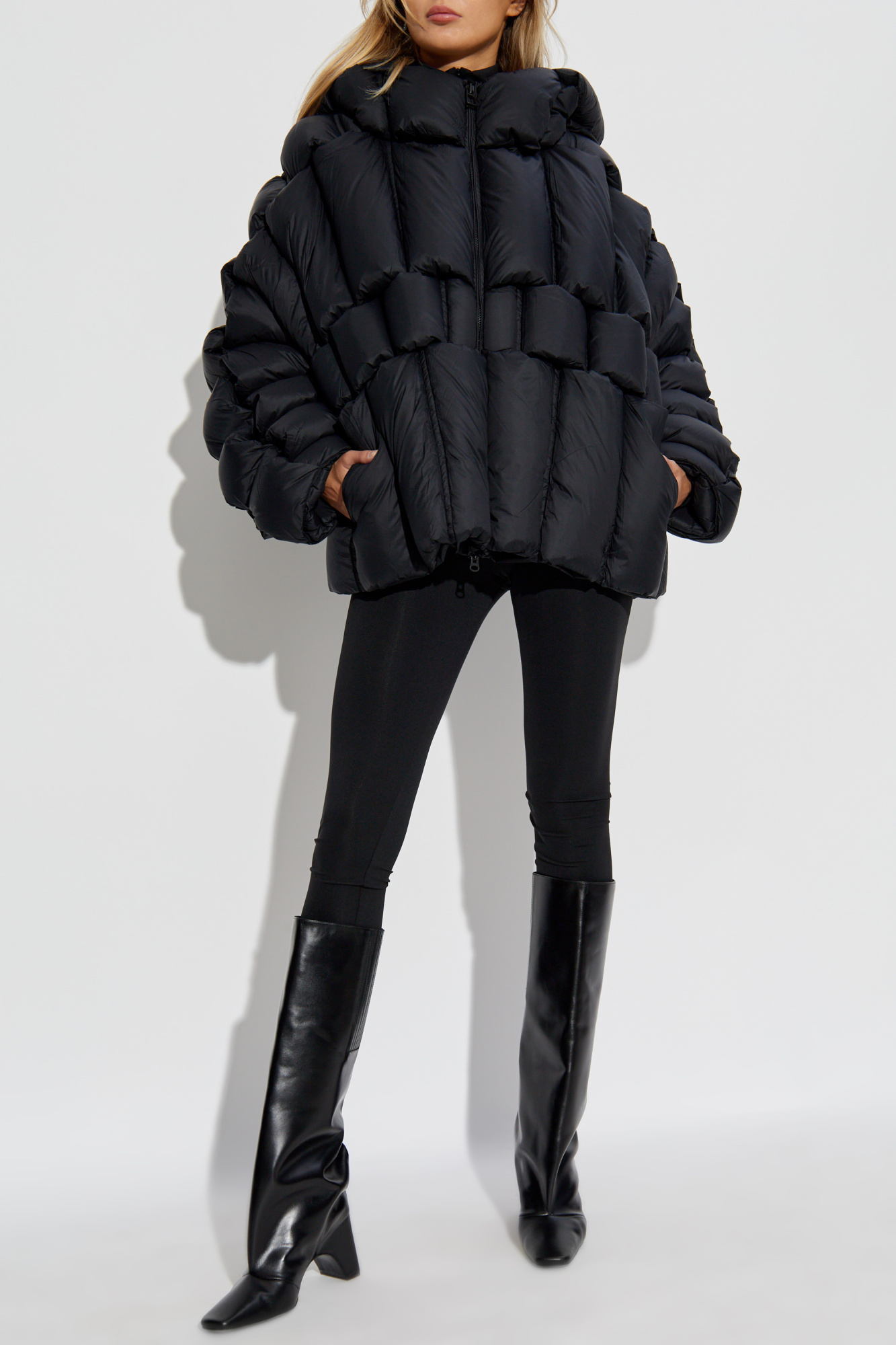 Down Jacket With Hood, Women's, Black