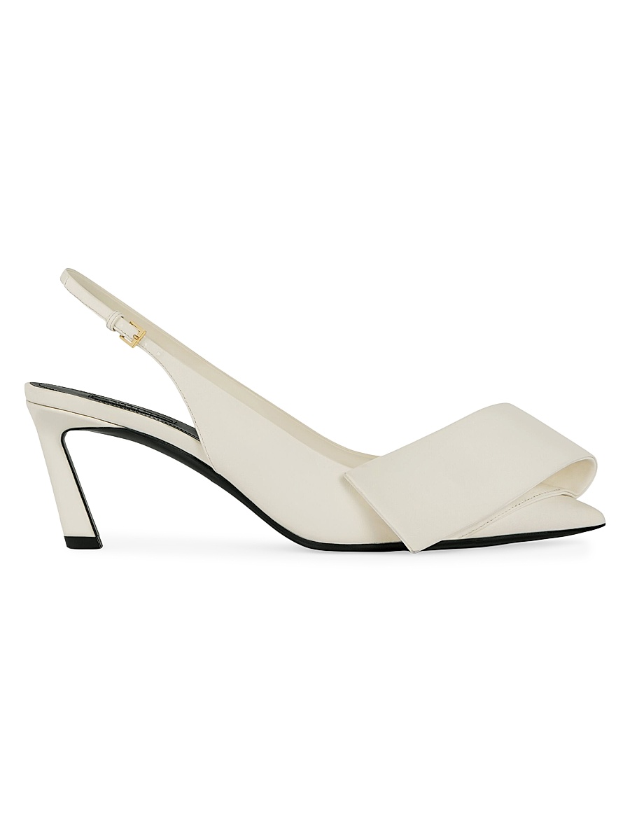 Women's Twisted Ribbon Slingbacks Pumps in Leather - Ivory