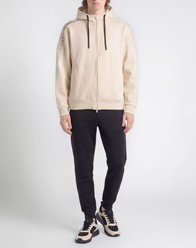 Man Sweatshirt Cream Size L Cotton, Polyester