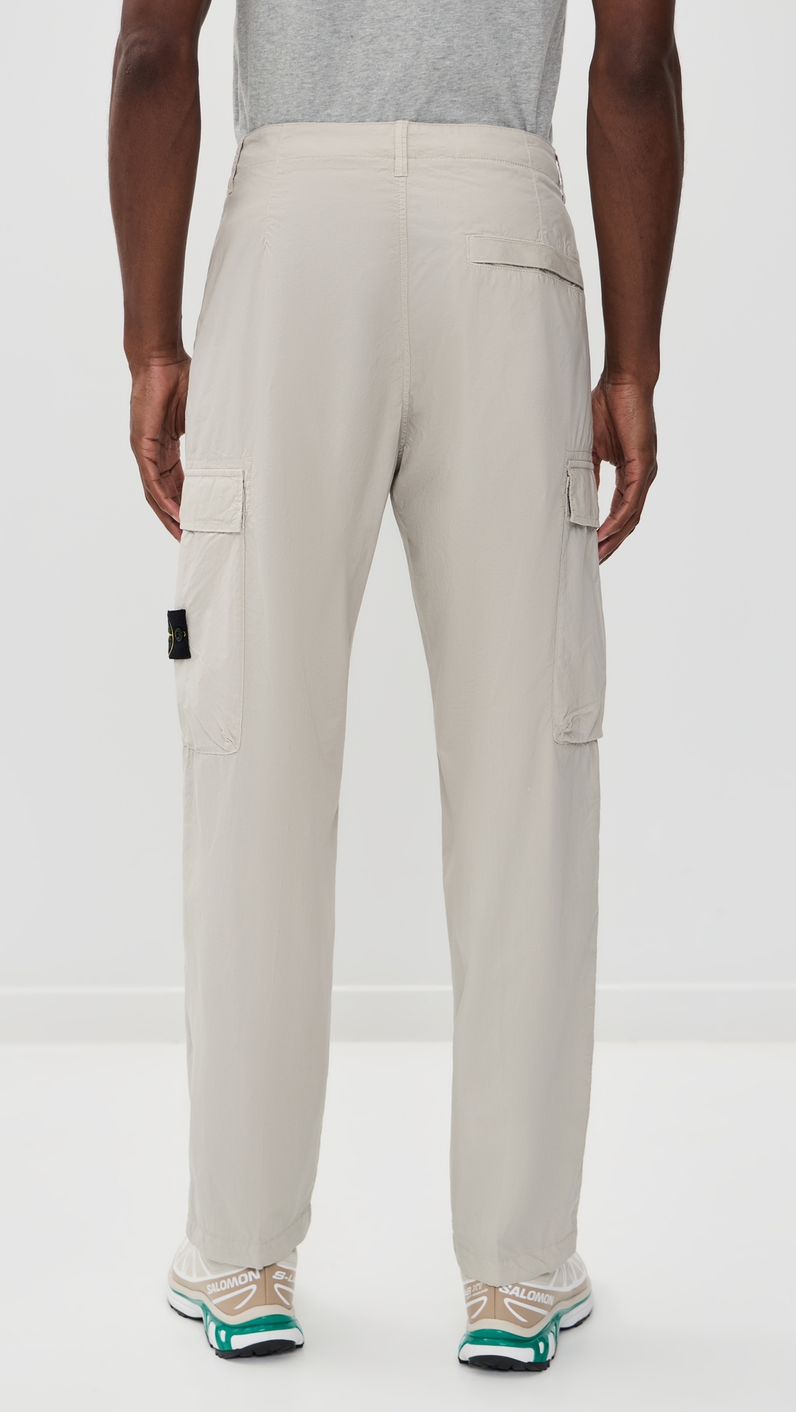 Lightweight Stretch Cotton Cargo Trousers Pearl Grey