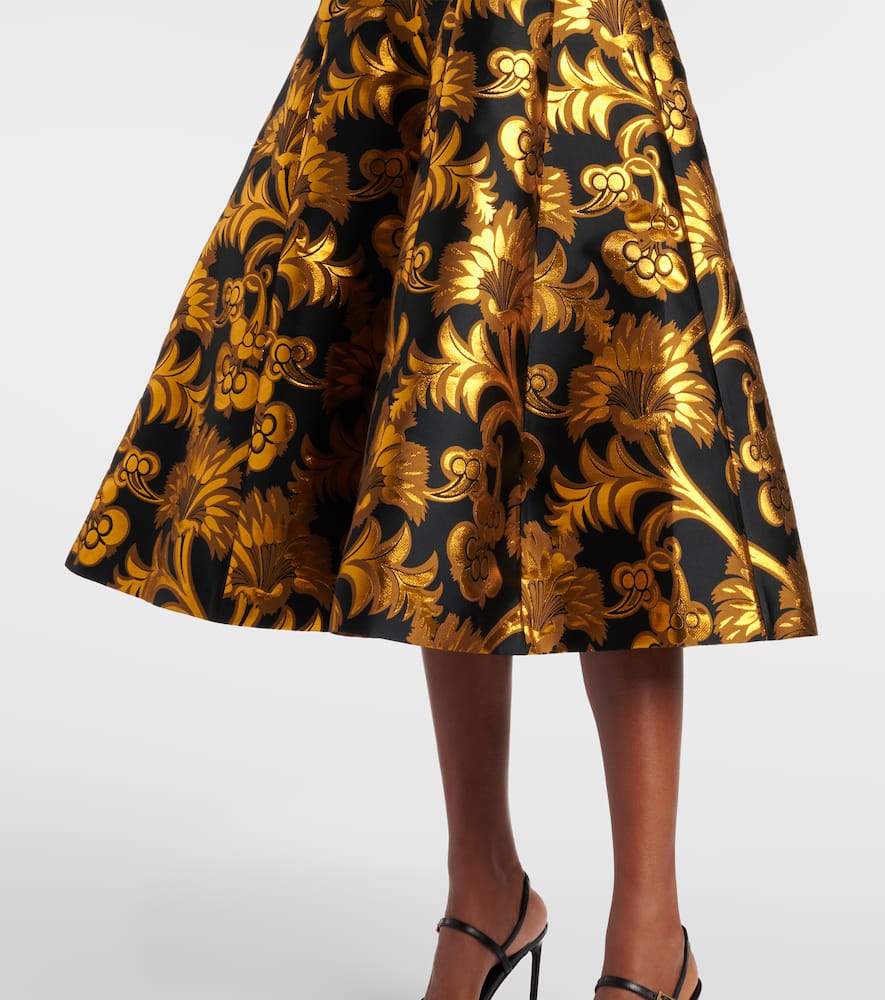 Semi-sheer strapless lamé maxi dress