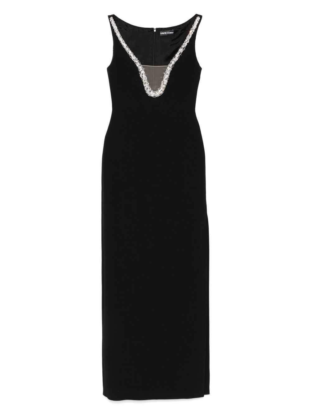 David Koma crystal neckline gown - Black