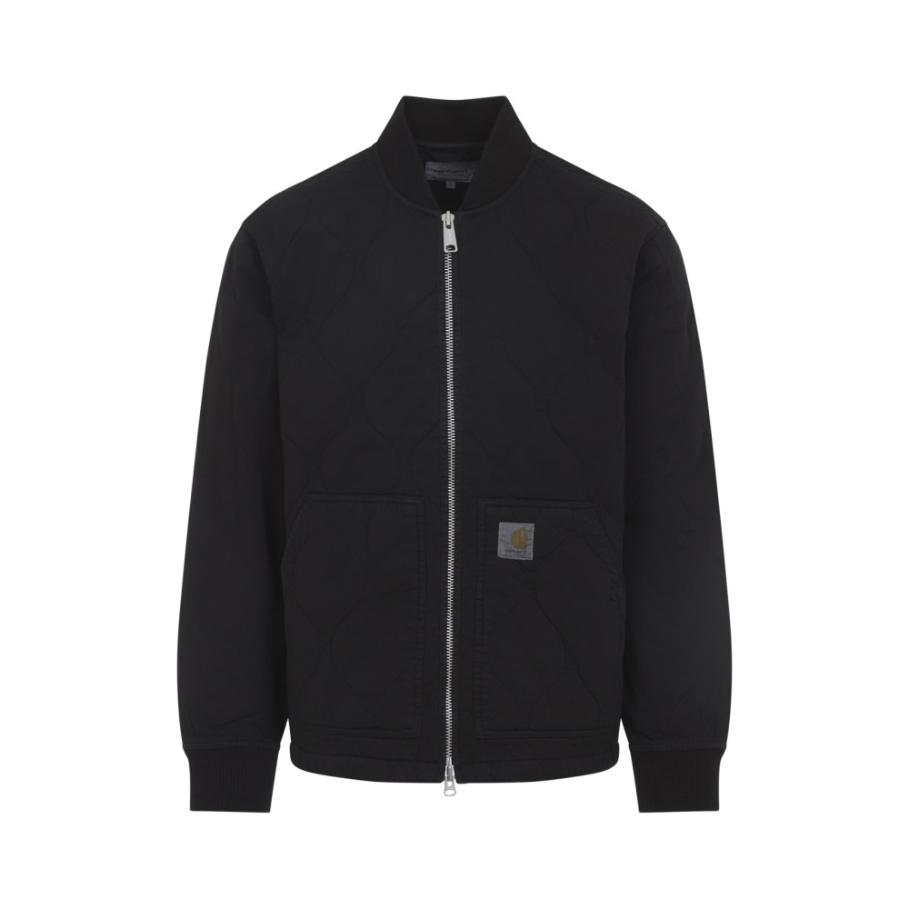 Black Logo Patch Zip Jacket
