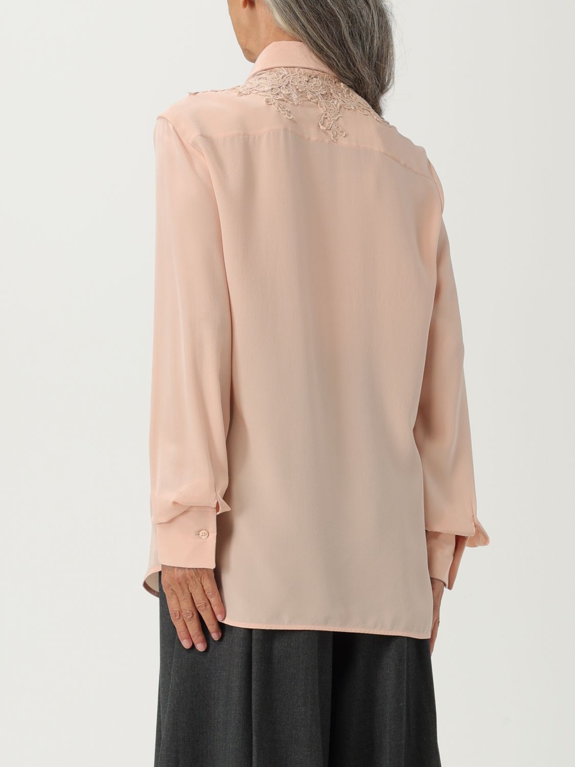 Lace-panel shirt - Pink